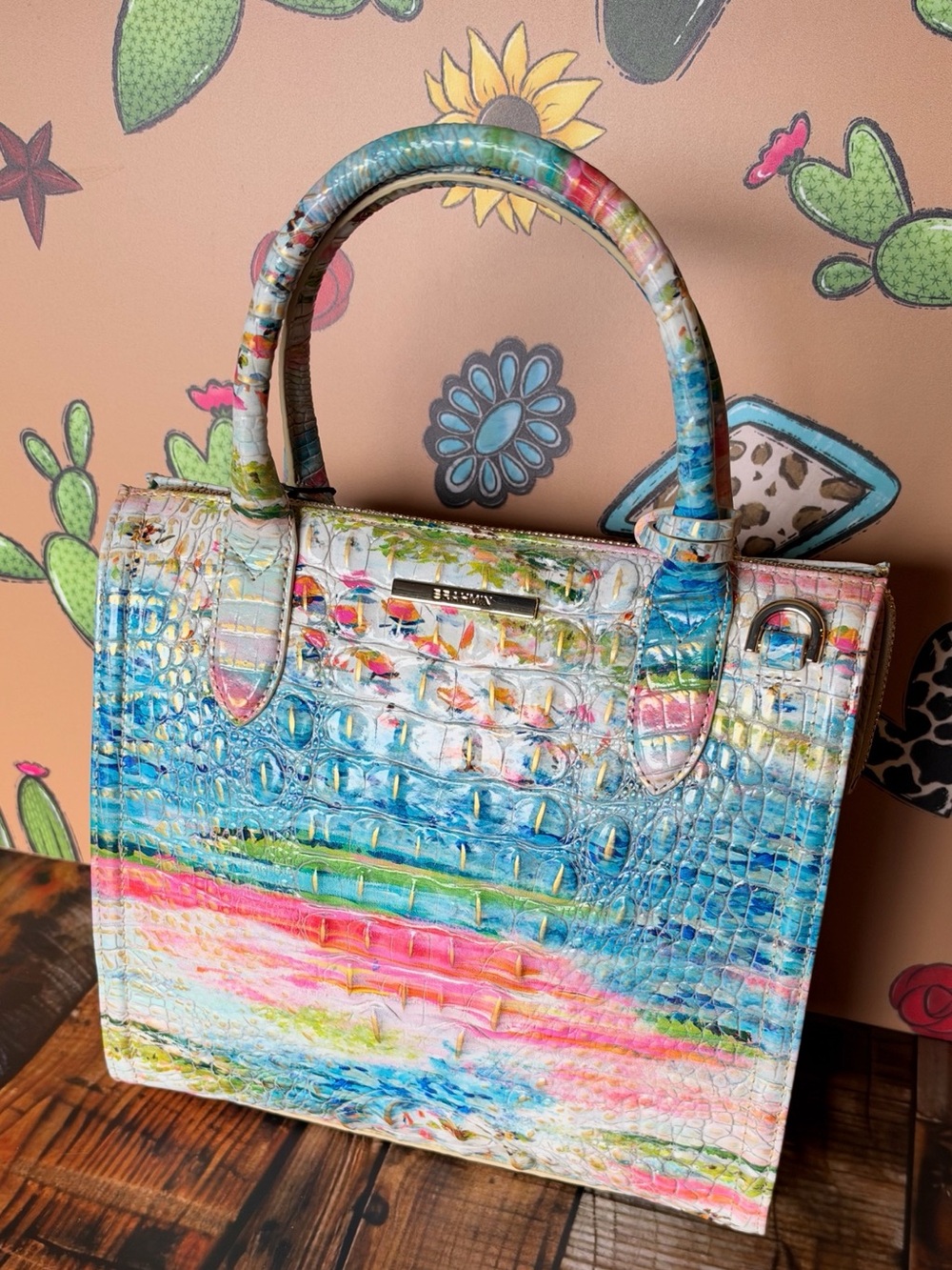 HTF BRAHMIN SMALL CAROLINE STAYCATION SATCHEL BAG NWT TROPIC FISH - Picture 9 of 13